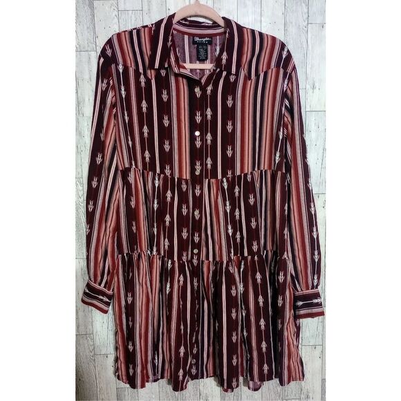 Wrangler Retro Dress XL Port Royale Western Pearl Snap Tiered 100% Rayon ranch - Picture 3 of 8